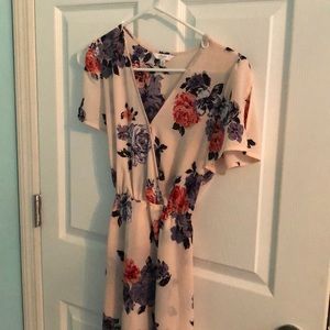 Pink floral jumper dress with shorts